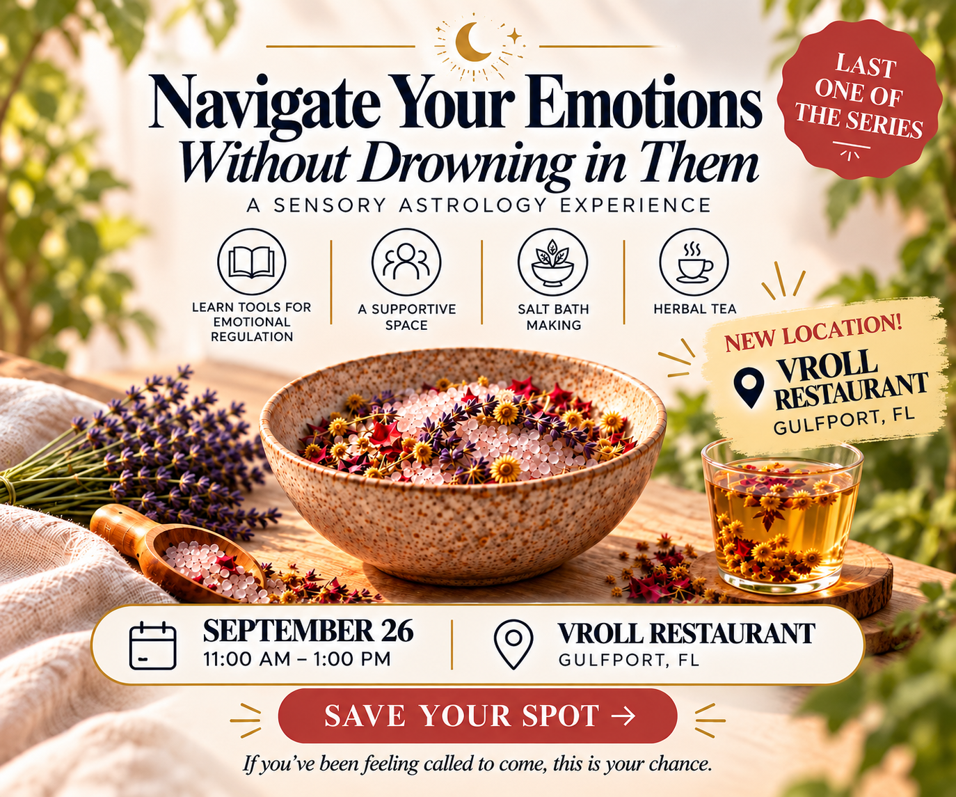 Navigate Your Emotions — September 26 at VROLL Restaurant